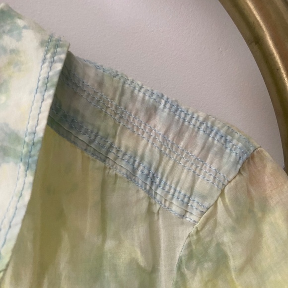 Pilcro By Anthropologie Yellow Green Tie Dye Button Up Long Sleeves Shirt Sz M - Picture 5 of 7